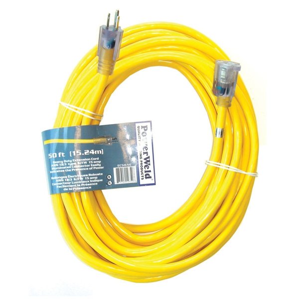 Powerweld 100' Outdoor/Indoor Extension Cord, 125V EC100-YE